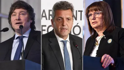 Milei, Massa y Bullrich buscarán mañana llegar a la primera magistratura el país.