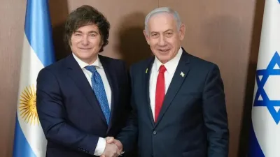 Javier Milei, junto al primer ministro de Israel, Benjamín Netanyahu.