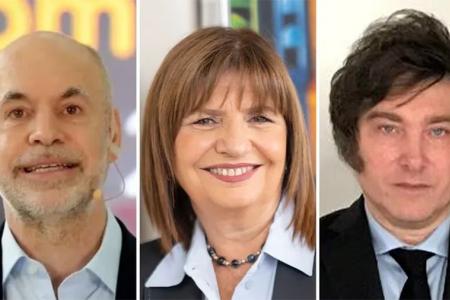 Horacio Rodríguez Larreta, Patricia Bullrich y Javier Milei.