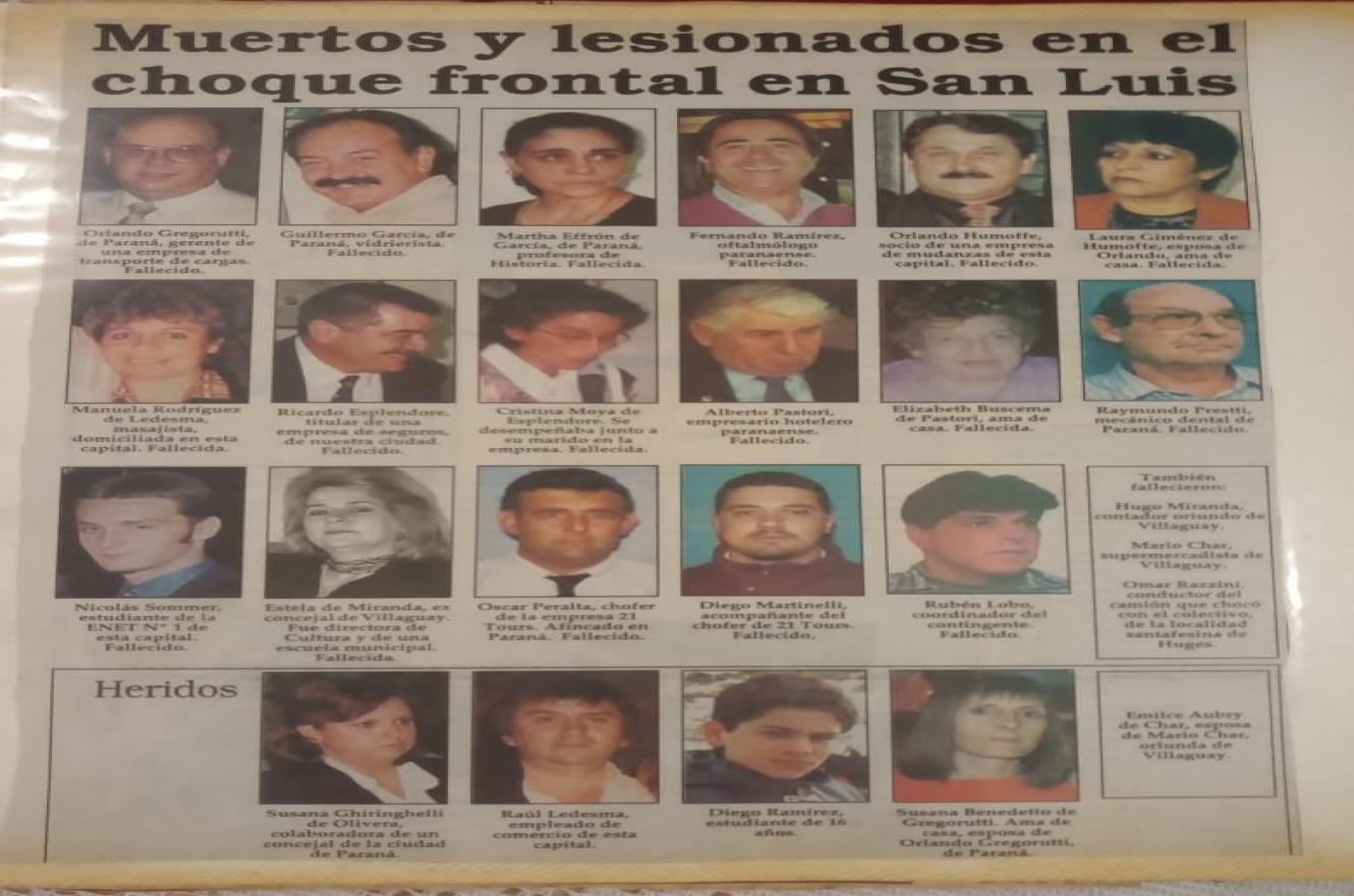 Víctimas del accidente en San Luis