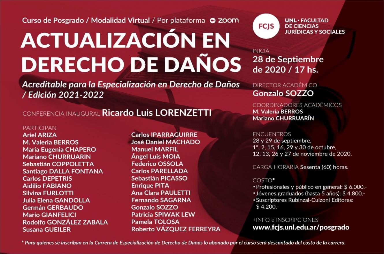 Abrieron las inscripciones para el Curso de Actualización en Derecho de Daños