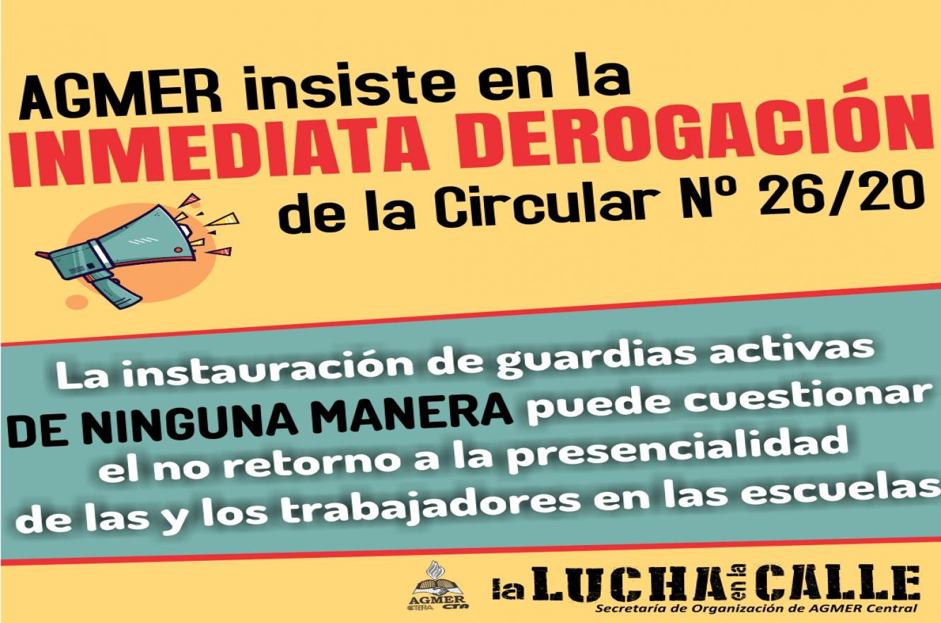 AGMER rechazo circular guardias activas