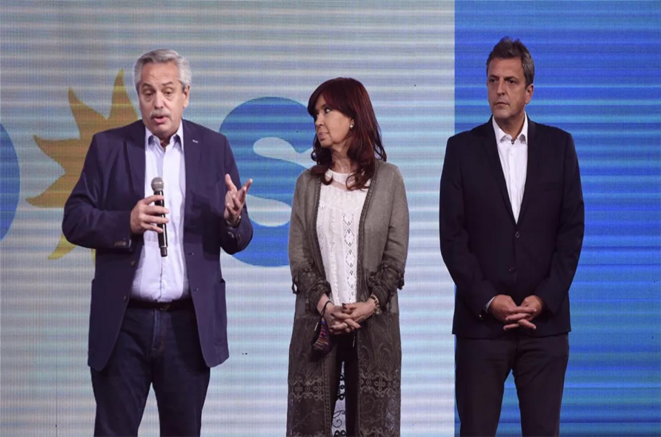 Imagen de archivo de Alberto Fernández, Cristina Kirchner y Sergio Massa.