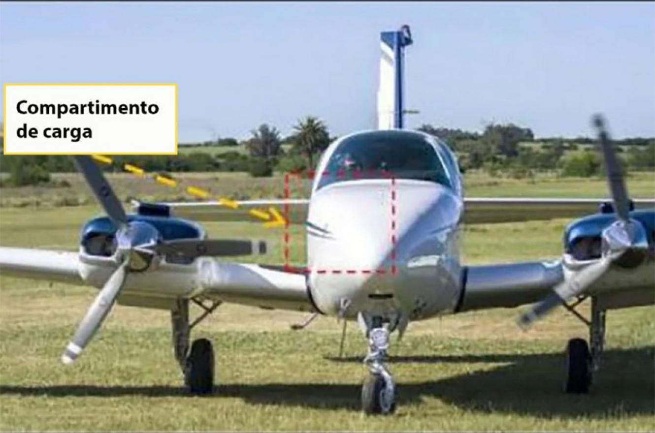 El avión incautado por la Fiscalía de Estupefacientes de Primer Turno de la República Oriental del Uruguay.