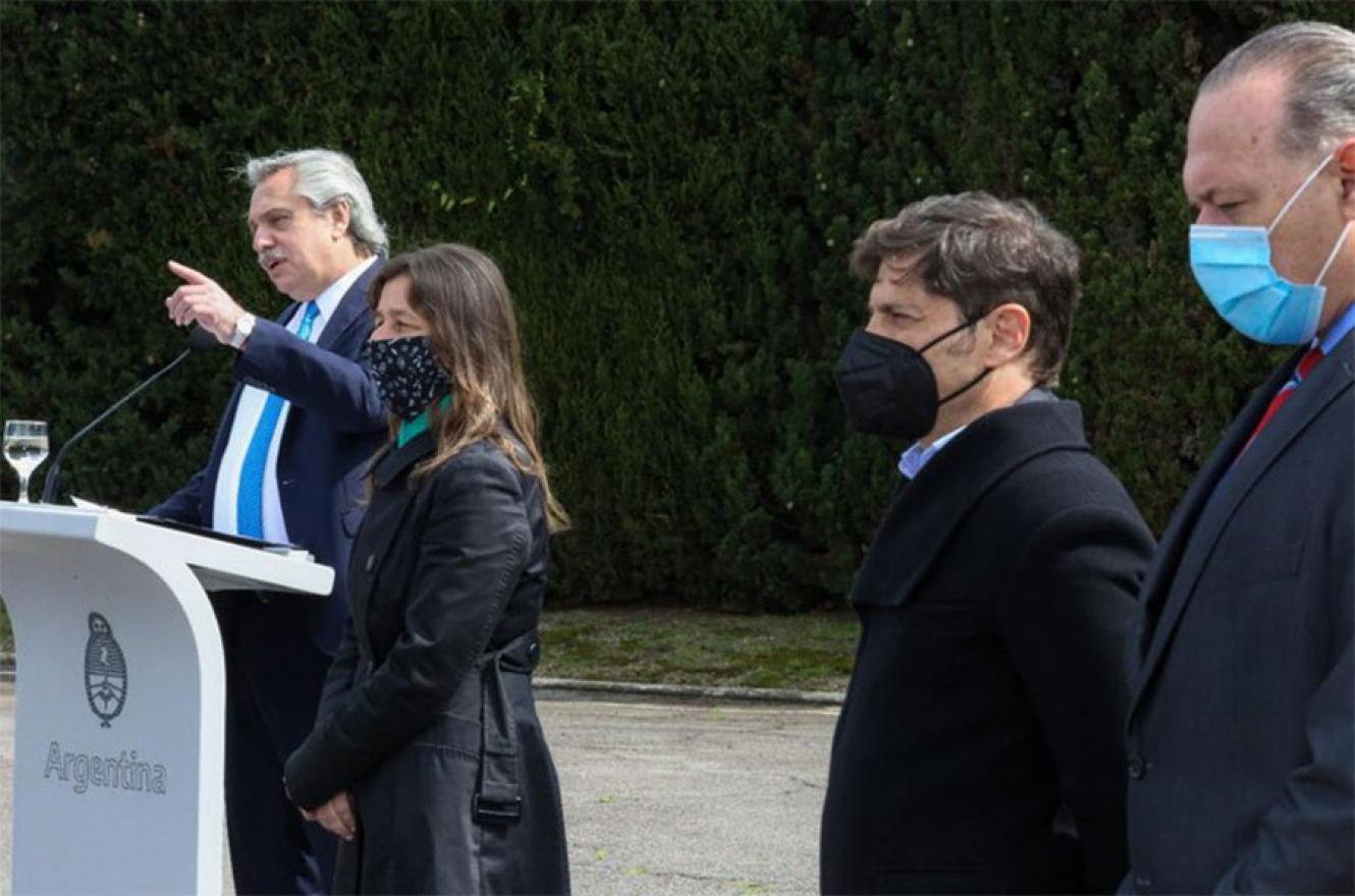 Alberto Fernández, Sabina Frederic, Axel Kicillof y Sergio Berni.