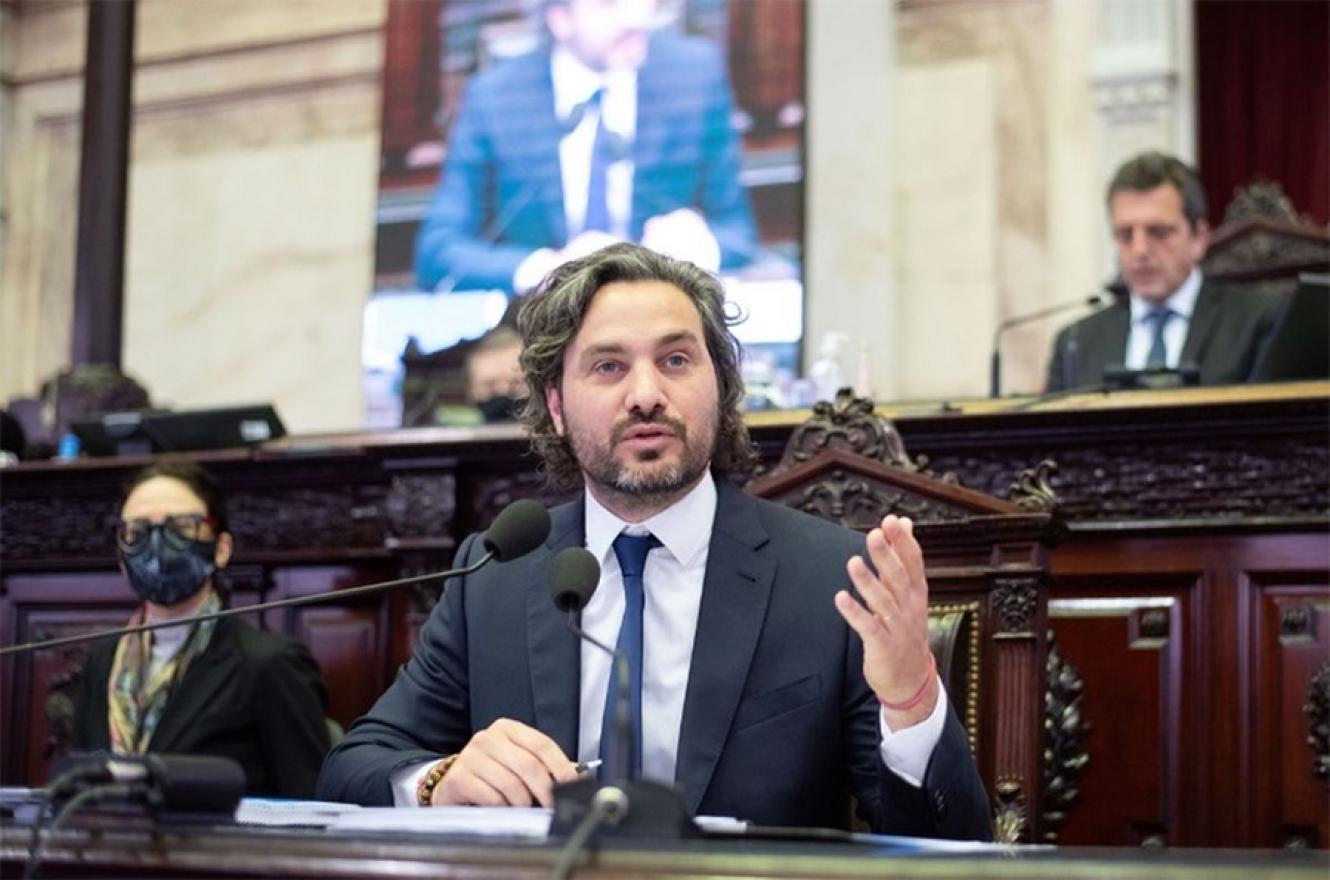 Imagen de archivo del jefe de Gabinete, Santiago Cafiero, en oportunidad de brindar su informe de gestión ante la Cámara de Diputados.