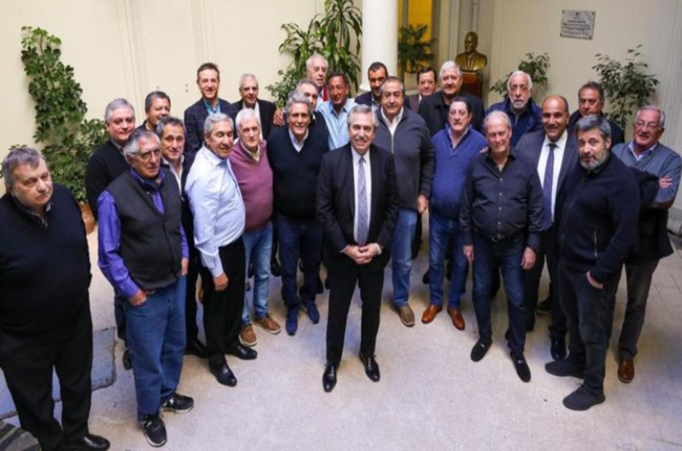 Dirigentes de CGT con el Presidente Alberto Fernández