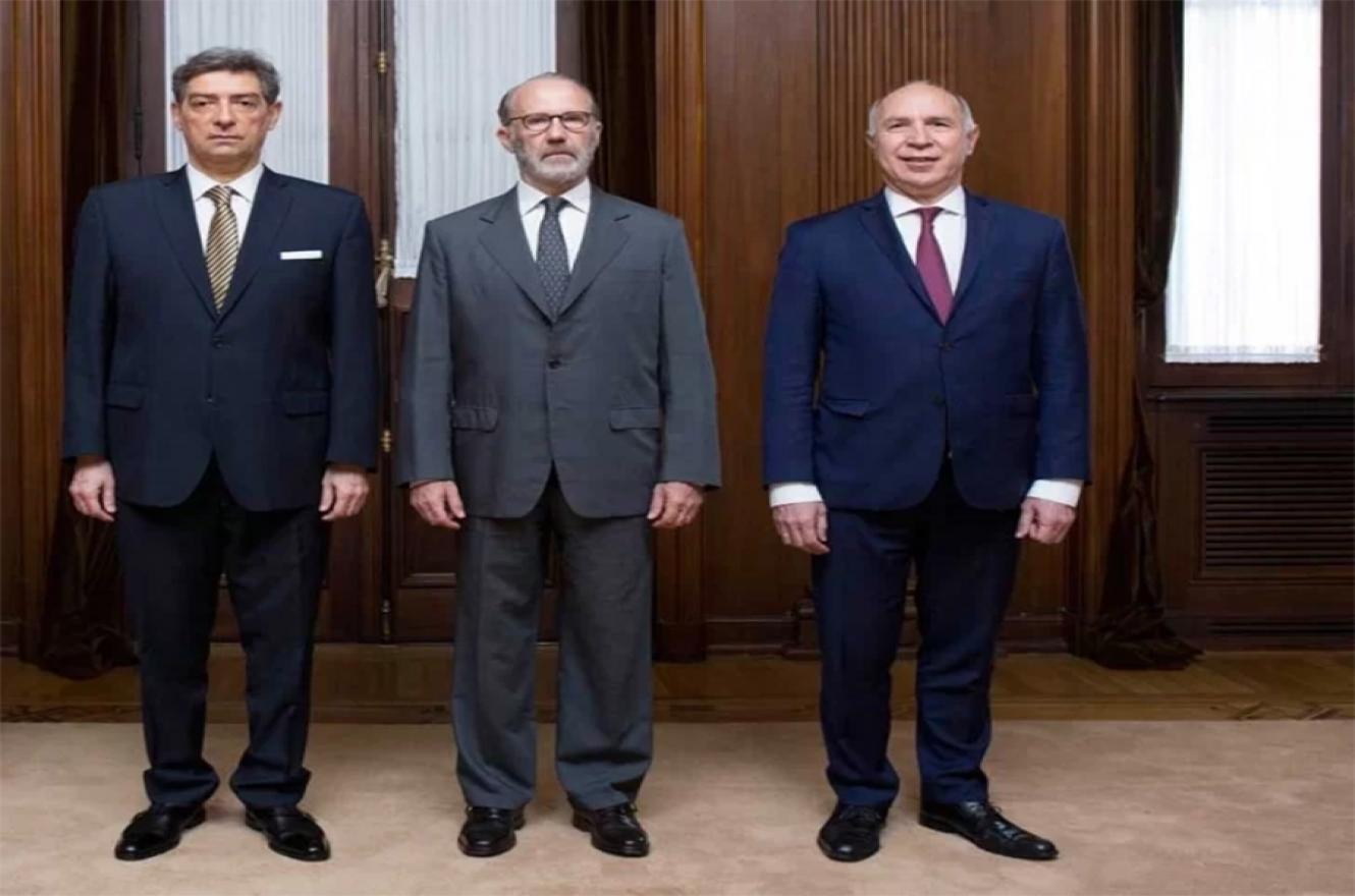 El presidente de la Corte Suprema, Horacio Rosatti, Carlos Rosenkrantz y Ricardo Lorenzetti.