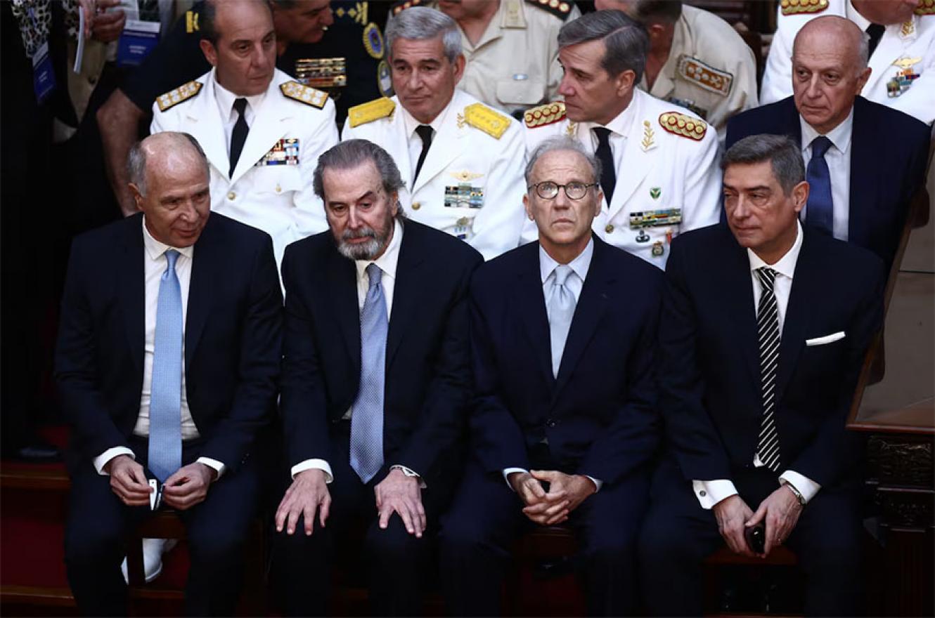 Ricardo Lorenzetti, Juan Carlos Maqueda, Carlos Rosenkrantz y Horacio Rosatti durante la ceremonia de toma de protesta de Javier Milei.