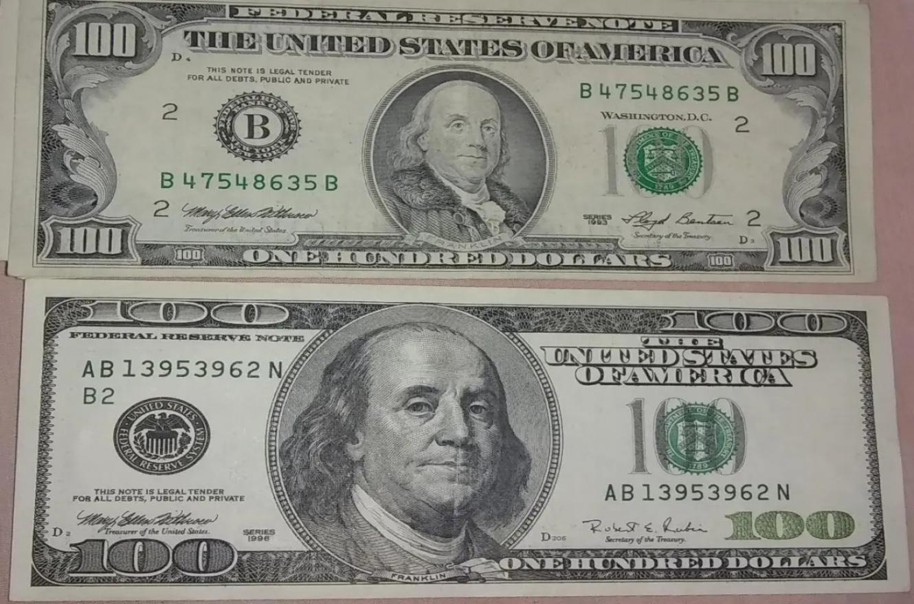 Los billetes de diseño “cara chica”, emitidos hasta 1996, son aceptados en Estados Unidos, pero enfrentan descuentos en el mercado informal argentino.