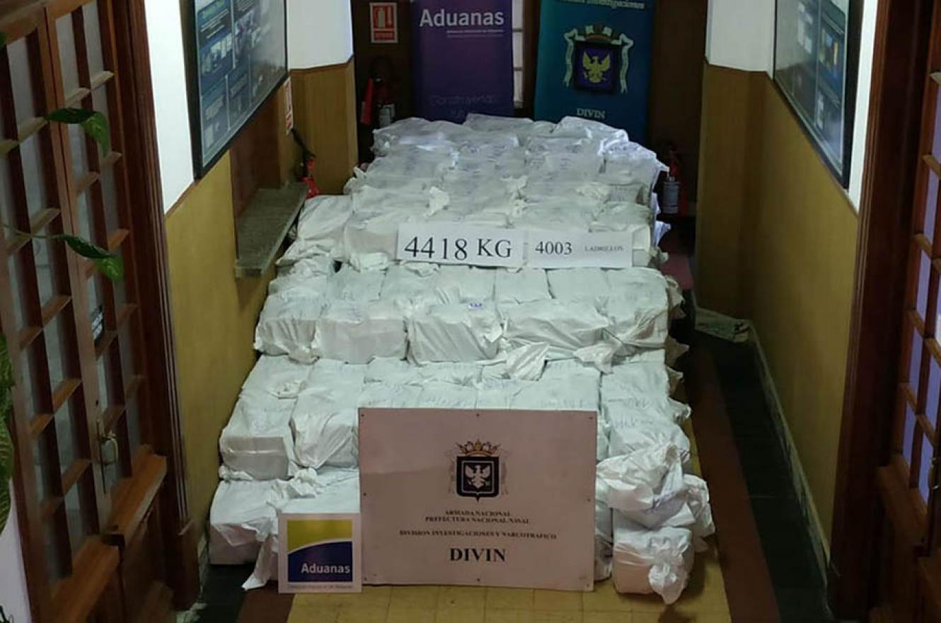 La cocaína decomisada en Uruguay tuvo un peso total de 4,4 toneladas. Es el mayor secuestro en la historia de ese país.