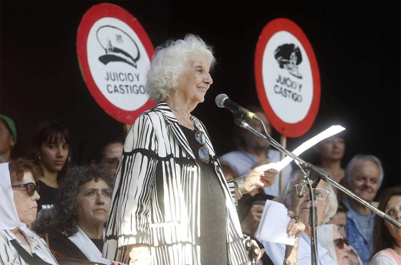 Estela de Carlotto en el acto de Plaza de Mayo.