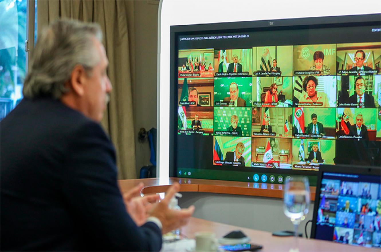 Fernández videoconferencia con líderes mundiales por la pandemia