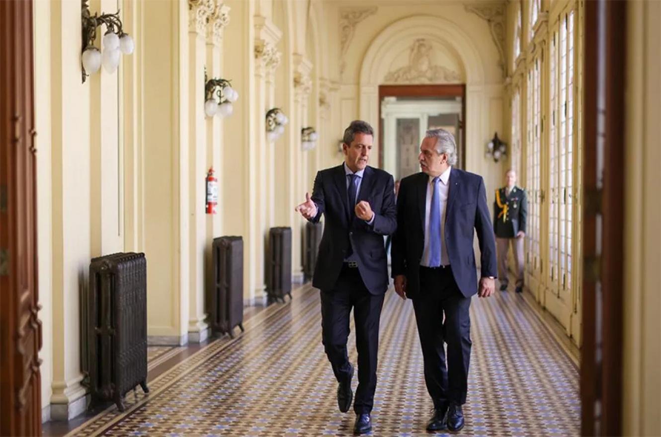 El Presidente y Massa ayer en la Casa Rosada, cuando hablaron sobre la agenda legislativa.