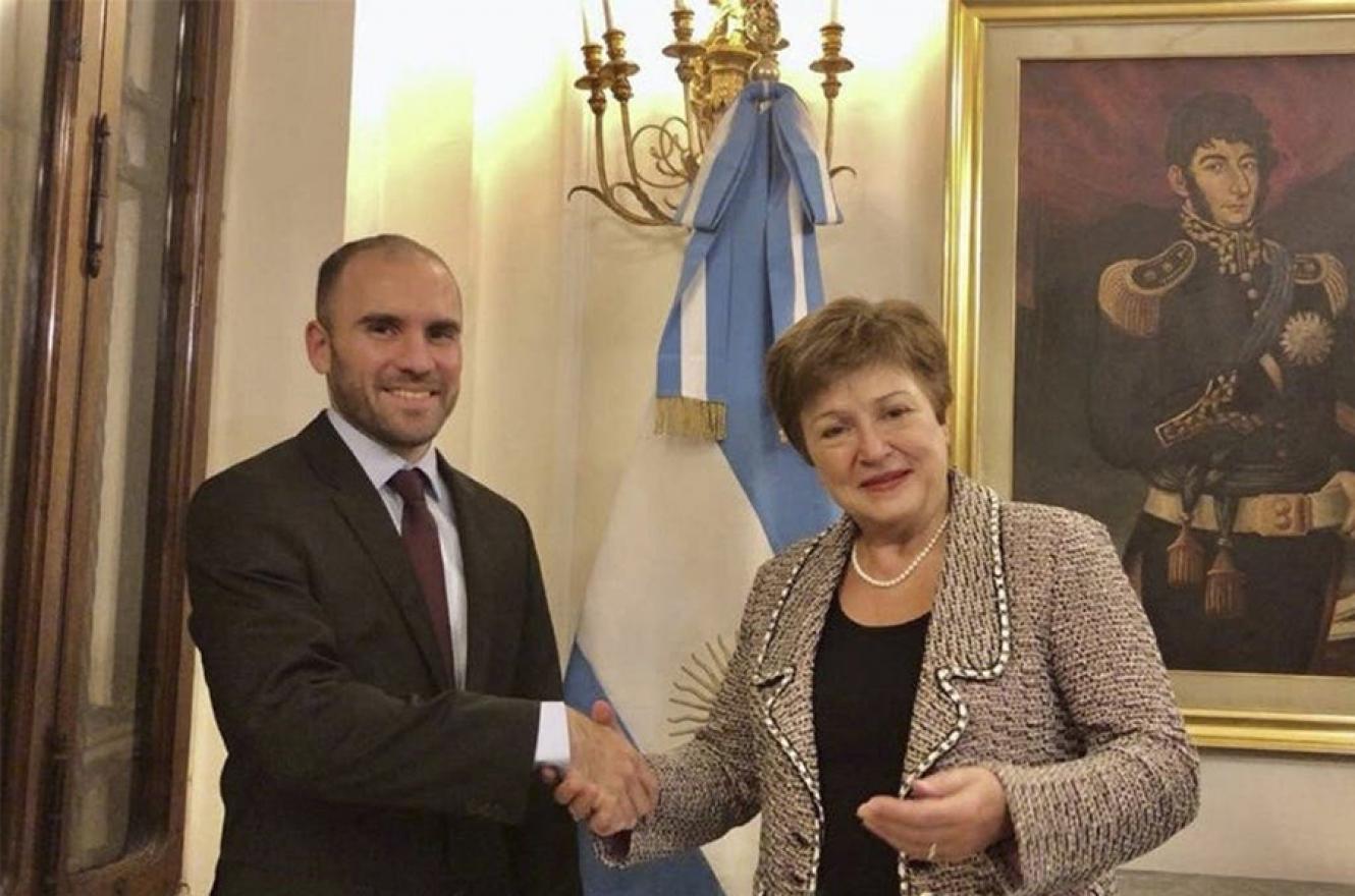 El ministro de Economía, Martín Guzmán, y la titular del FMI, Kristalina Georgieva.
