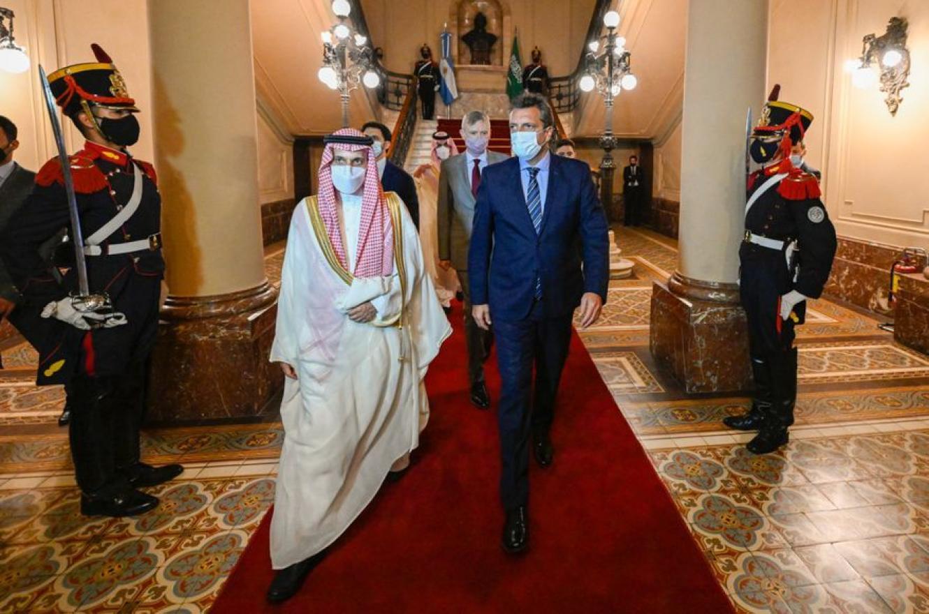 Massa junto al príncipe saudi, en una visita al Congreso de la Nación, el viernes pasado