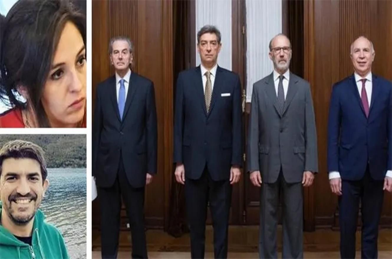 Natalia Spinuzza, Diego Masci, y los integrantes de la Corte Suprema.