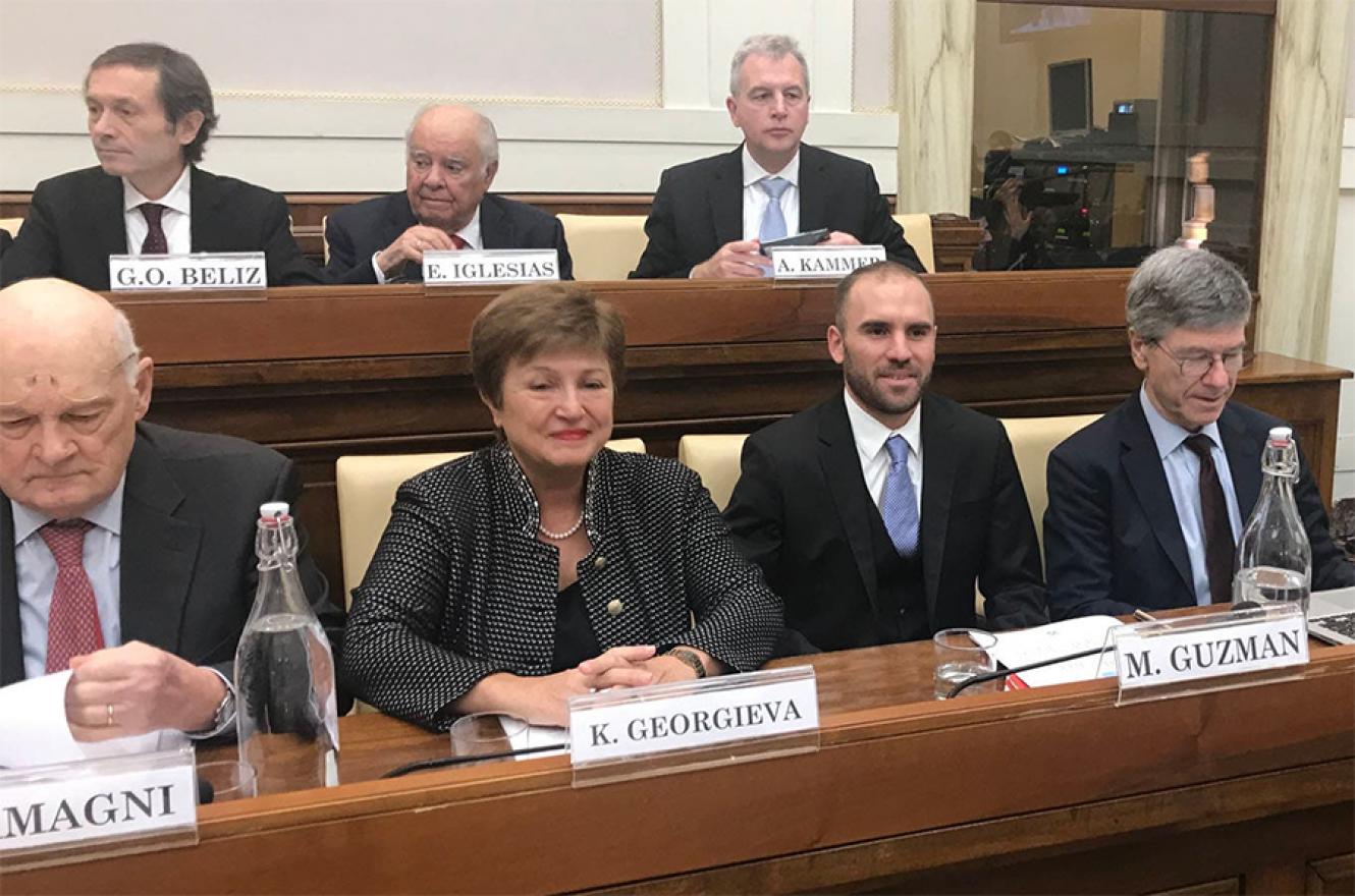 Kristalina Georgieva, directora gerente del FMI, y Martín Guzmán, ministro de Economía, coincidieron en el Seminario en el Vaticano.