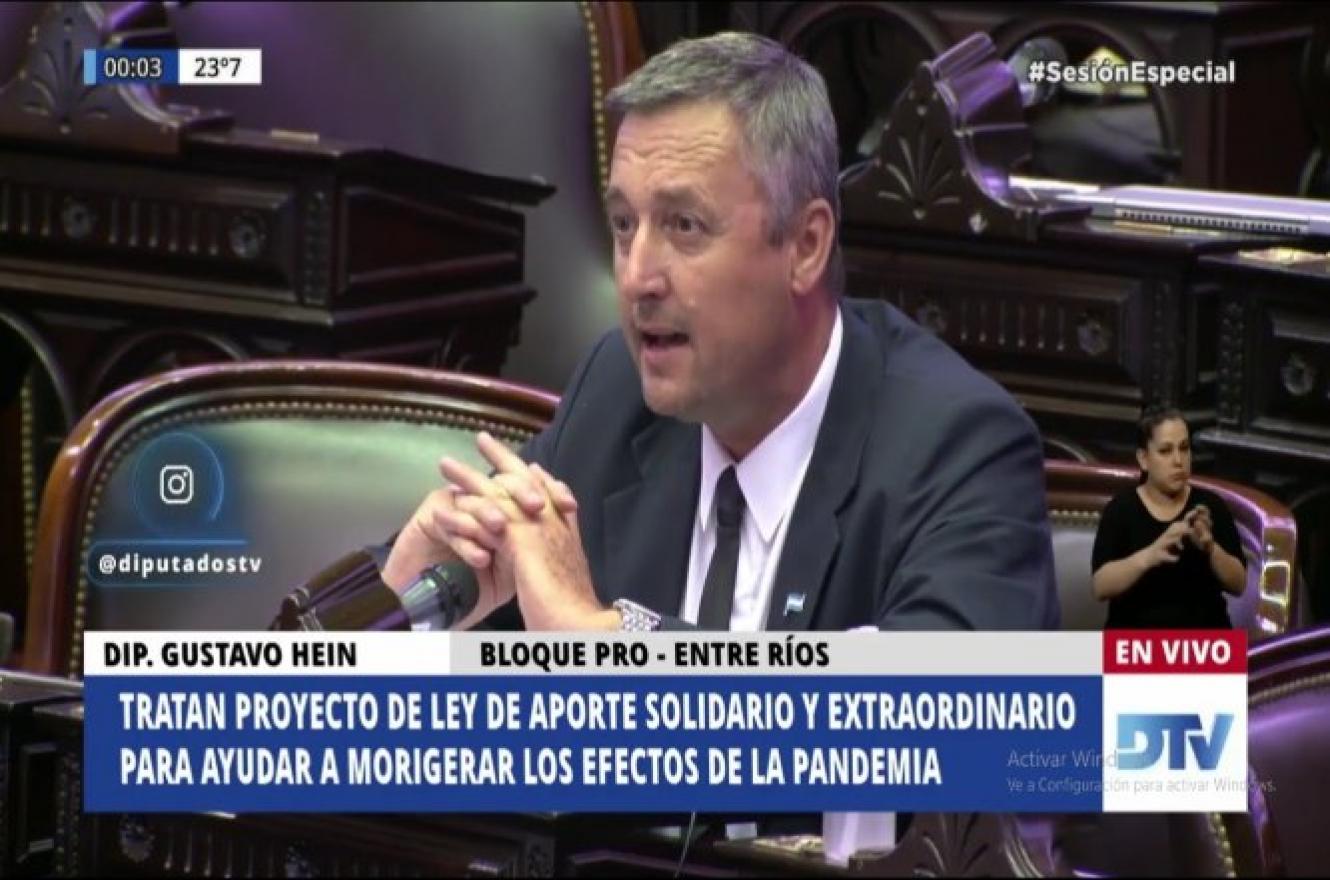 Aporte solidario: “Es un impuesto a la inversión”, dijo Hein