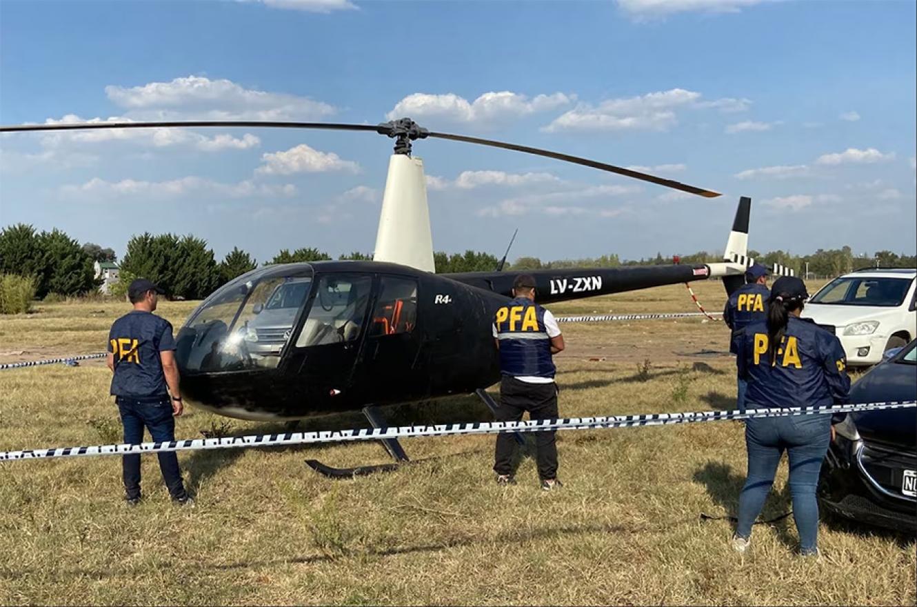 El helicóptero que iban a usar para intentar rescatar al capo narco y que estaba oculto en un hangar del aeródromo de Gualeguaychú.