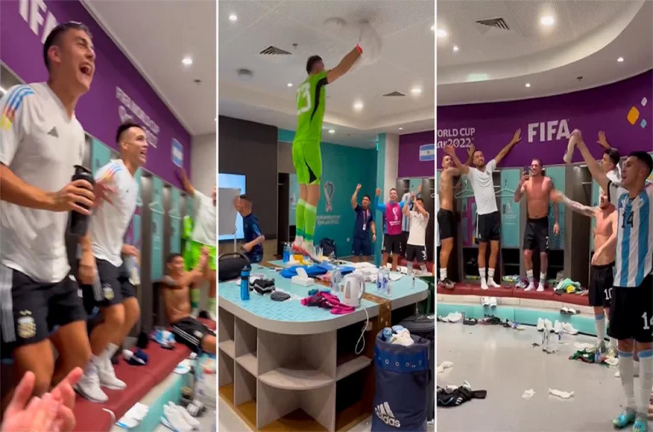 Festejo de los jugadores de la Selección argentina tras el triunfo ante Francia en el Mundial de Qatar.