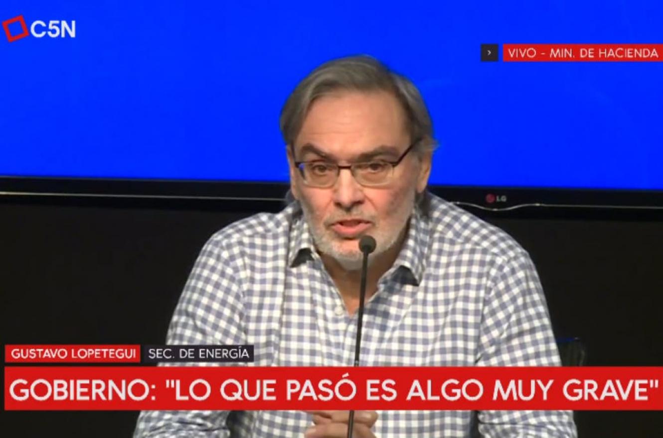 Captura de TV del secretario de Energía, Gustavo Lopetegui.
