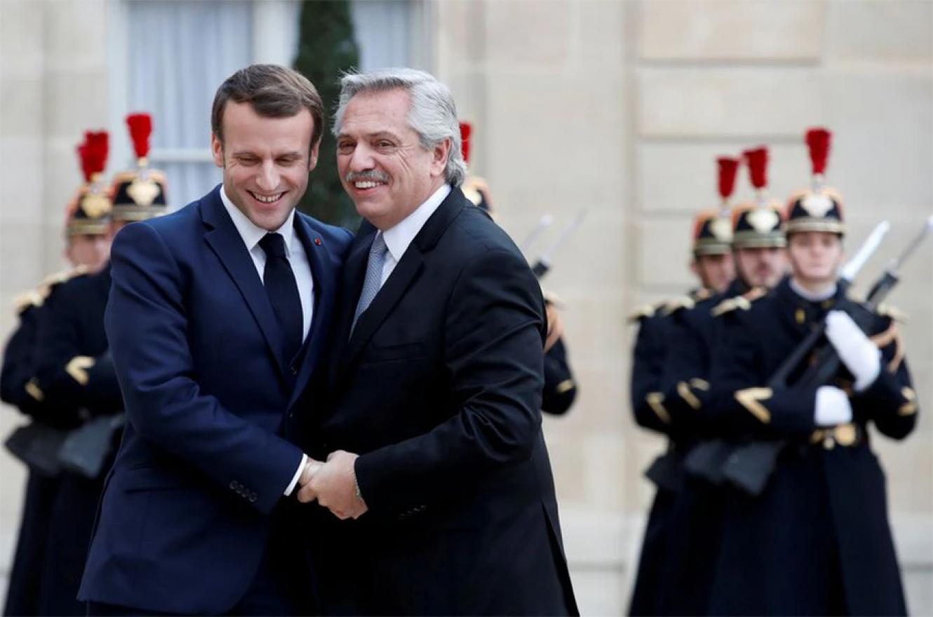 El encuentro de Alberto Fernández y Emmanuel Macron en París.
