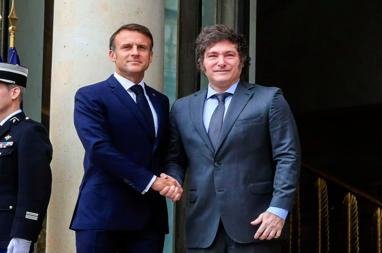 El presidente Javier Milei recibió esta mañana a su par de Francia, Emmanuel Macron, en Casa Rosada.