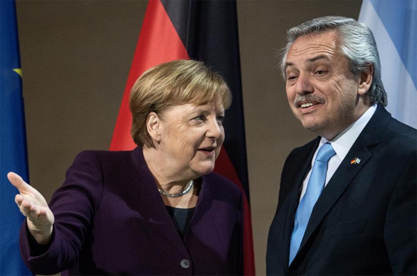 Ángela Merkel y Alberto Fernández.