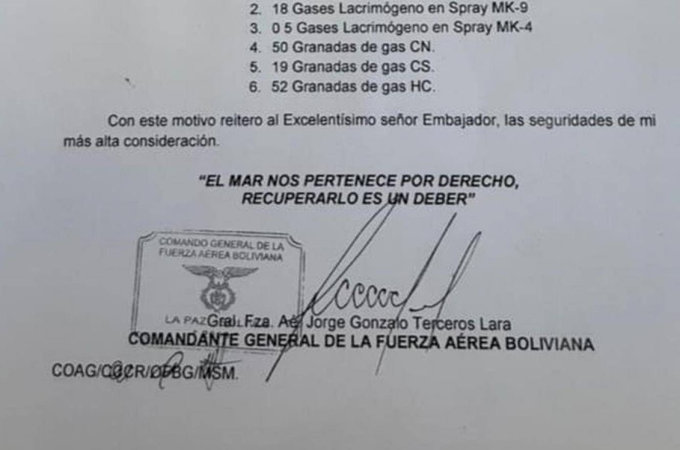 La carta presentada por el canciller boliviano