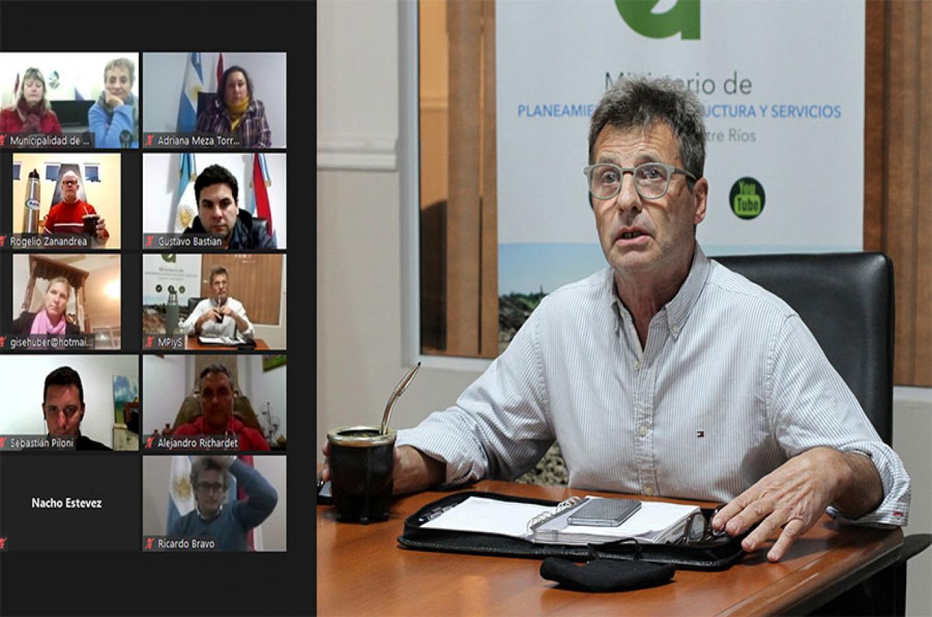 El ministro de Planeamiento, Marcelo Richard, encabezó una reunión virtual junto a funcionarios de Cafesg e intendentes de la región de Salto Grande.