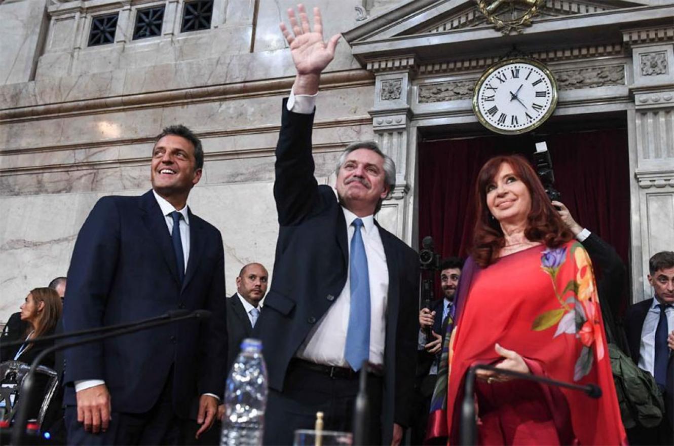 Imagen de archivo de Sergio Massa, Alberto Fernández y Cristina Fernández de Kirchner.