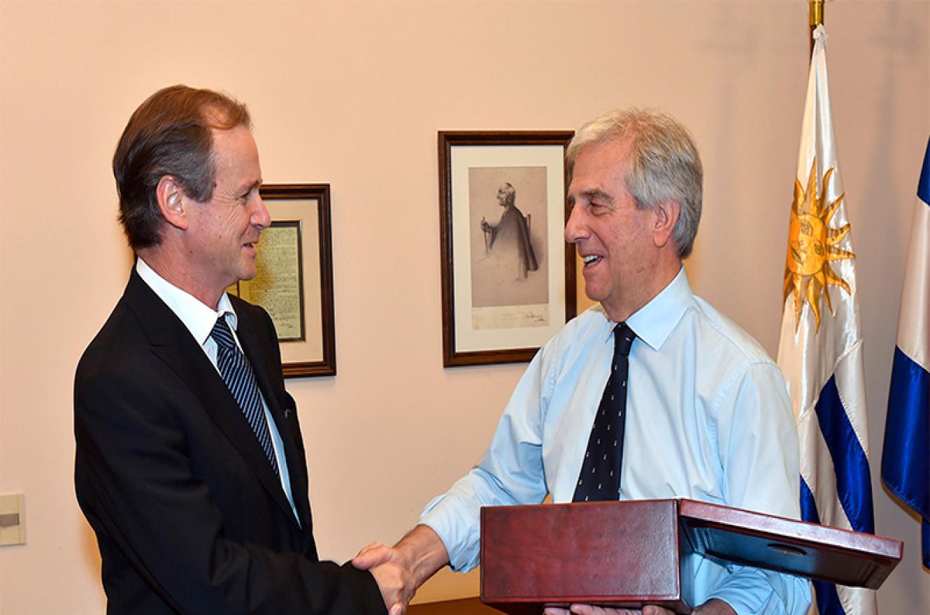 Tabaré Vázquez con Gustavo Bordet