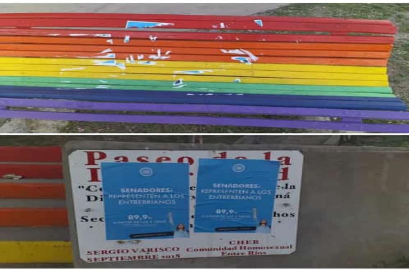 vandalismo "pro vida" en el Paseo de la Diversidad Paraná