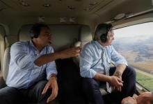 El Presidente sobrevoló las zonas afectadas por los incendios en Corrientes y Misiones.