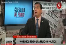 Captura de pantalla de la televisión de Marcelo Casaretto en el programa Cuestión de Fondo (Canal 9, Litoral).
