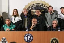 Los miembros del triunvirato de la CGT, Pablo Moyano, Héctor Daer y Carlos Acuña.