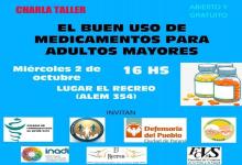 Habrá una charla sobre uso adecuado de los medicamentos en personas mayores