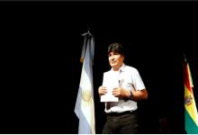 Evo Morales en una conferencia de prensa en Argentina