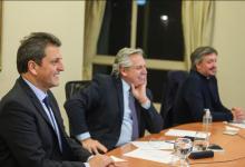Alberto Fernández con Sergio Massa y Máximo K