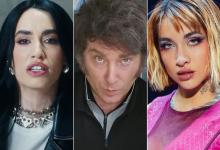 Lali Espósito, Javier Milei y María Becerra.