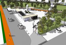 Maqueta del proyecto que plantea una estación polimodal con espacios verdes para el área Metropolitana de Paraná.