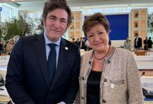 El Presidente Javier Milei junto a la titular del Fondo Monetario Internacional, Kristalina Georgieva.
