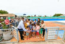 Laura Stratta, inauguró las piletas del Complejo Deportivo Municipal de Aranguren.